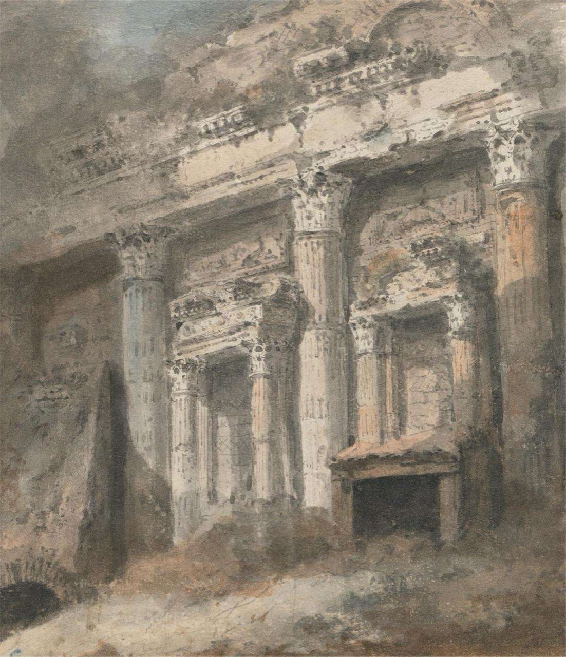 Ruină de templu roman cu coloane
