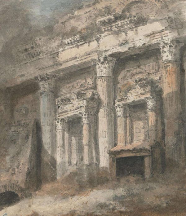 Ruină de templu roman cu coloane